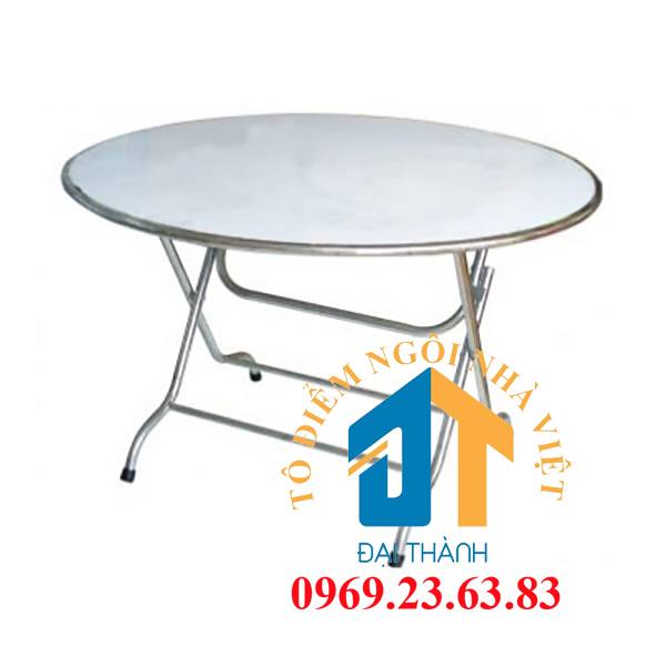 Bàn tròn inox 304  rộng 1m2 chân cao ĐẠI THÀNH 